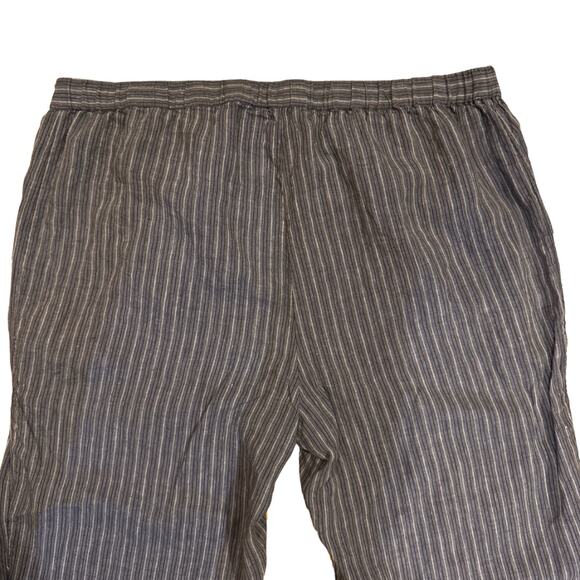Coldwater Creek Gray Striped 100% Linen Drawstring Cropped Pant Plus Size 20W - Picture 3 of 7